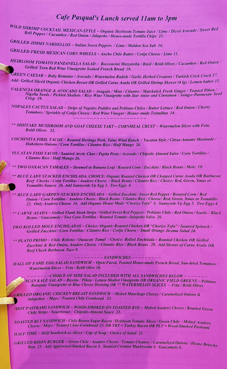 Cafe Pasqual's Menu - Image 6